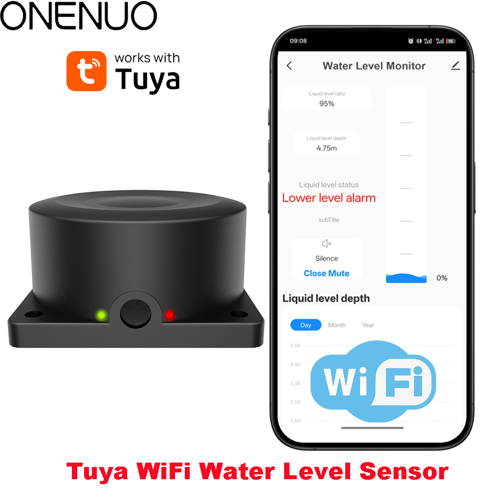 Water Alarm Sensor - ONENUO Vloeistofniveausensor Olie Water Detector Draadloze